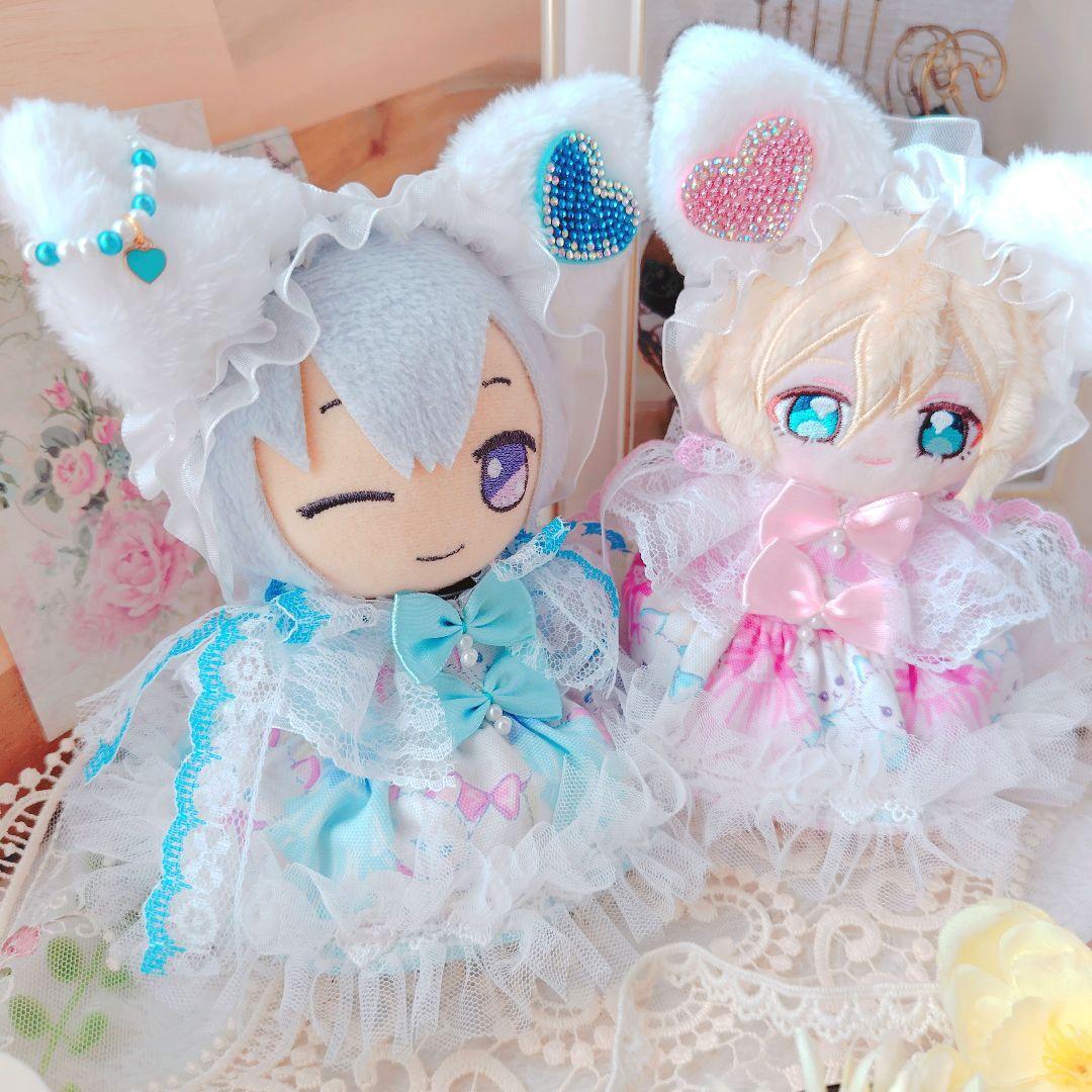 【色違いコーデ】夢かわ猫　ドレス　１２cm　ぬい服 いつぬい