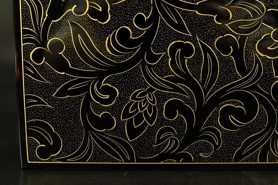 輪島塗 宝相花 沈金 茶箱 未使用(ZE515)