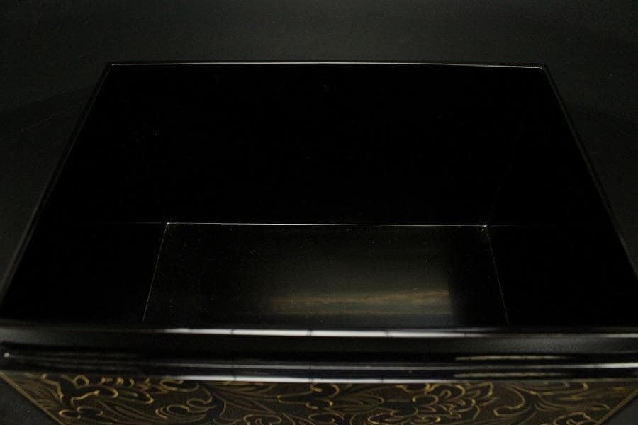 輪島塗 宝相花 沈金 茶箱 未使用(ZE515)