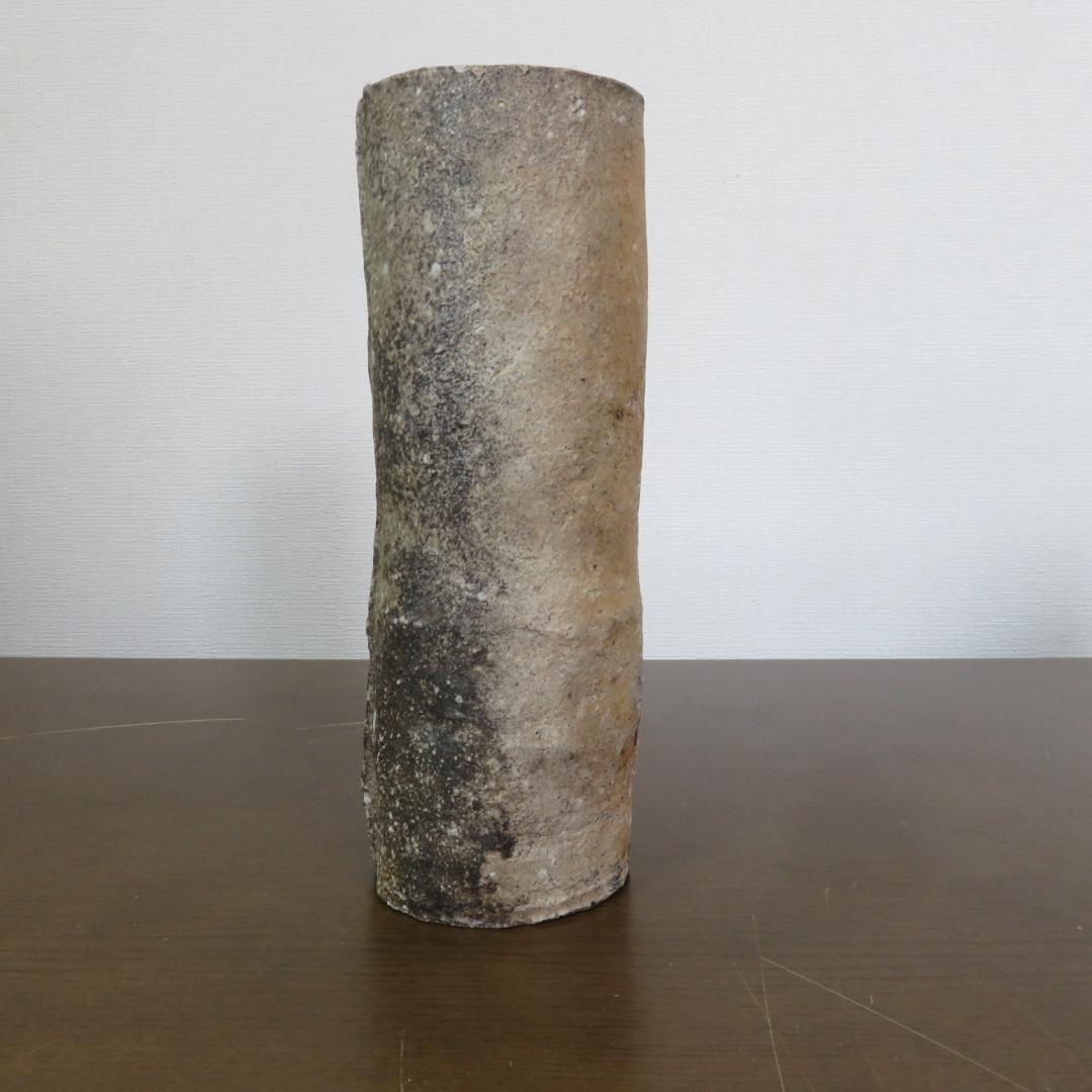 筒花入 花瓶 フラワーベース 作家 信楽 共箱 愛子