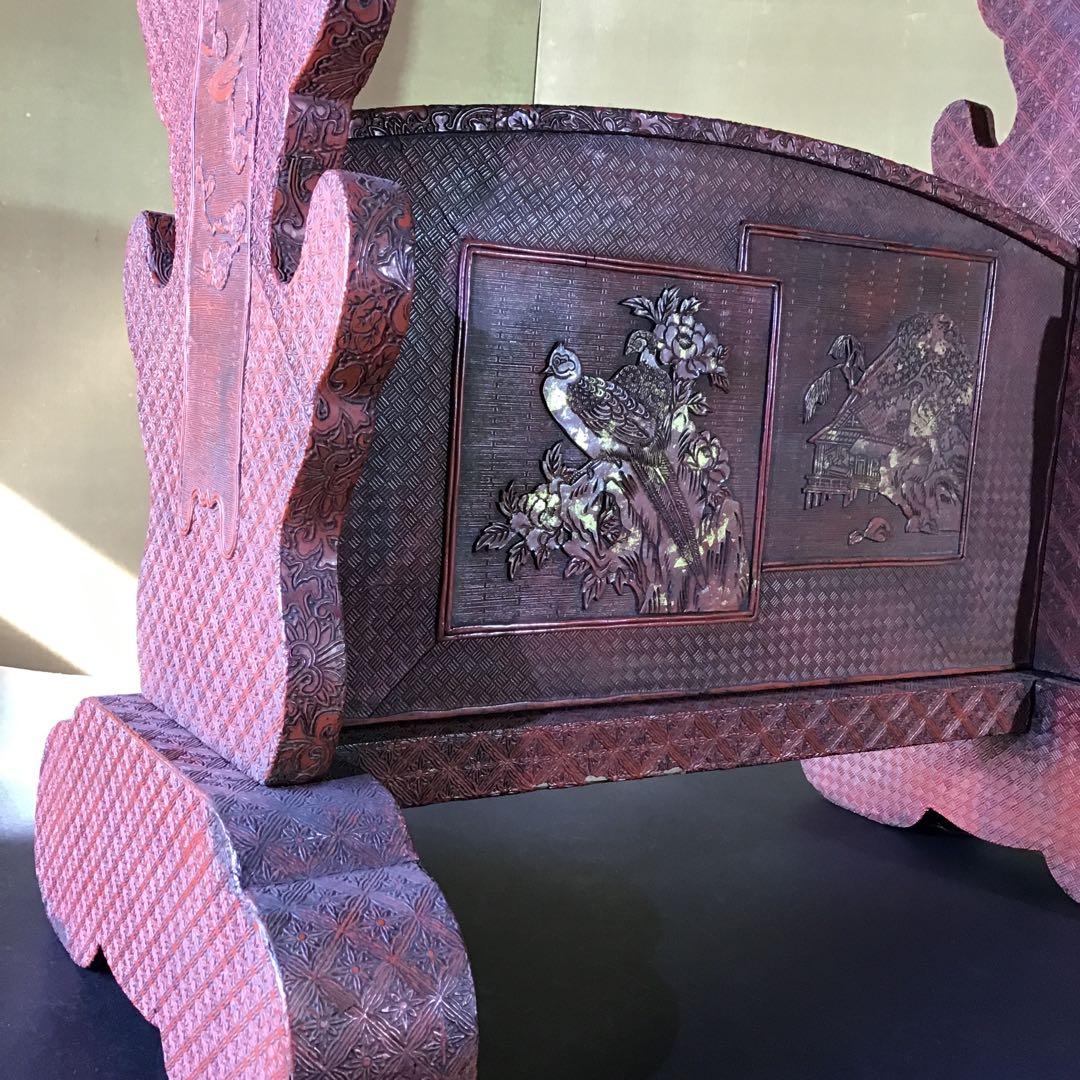 美術館級　極細堆朱　七本掛　刀掛　江戸期桐箱付　江戸期保証　希少　　　　Z3