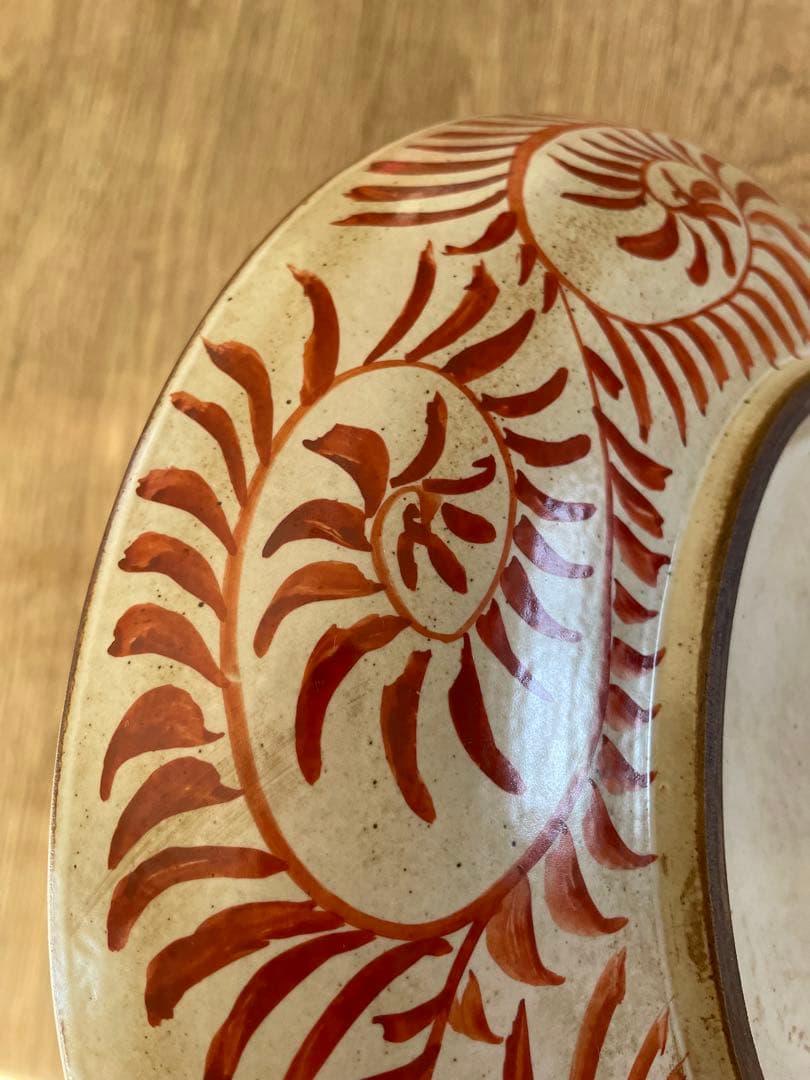 湖東焼 赤絵 金彩 鳳凰文皿