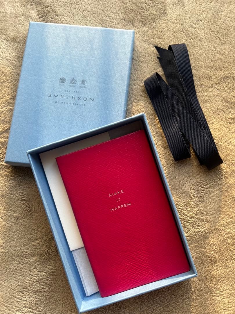 SMYTHSON パナマノート ピンク MAKE IT HAPPEN