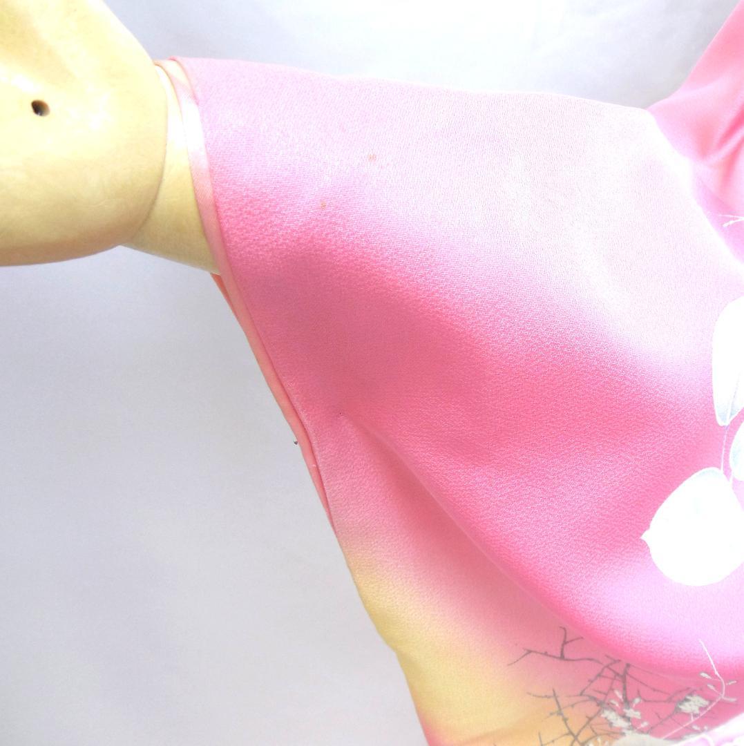 訳あり特価★美品　振袖フルセット　正絹　成人式　振袖　Mサイズ　ピンク　花柄