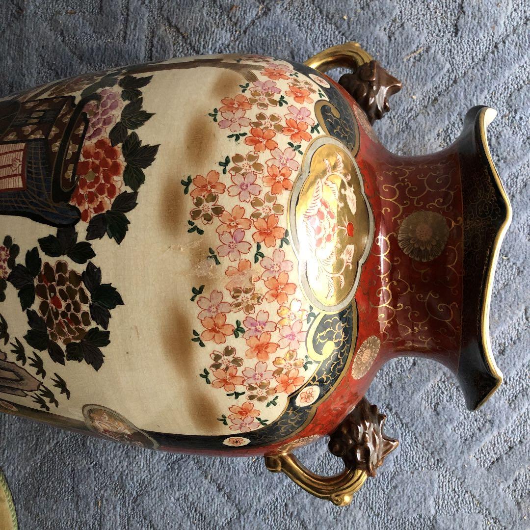 陶磁器 御所車模様  高さ75センチの大壺