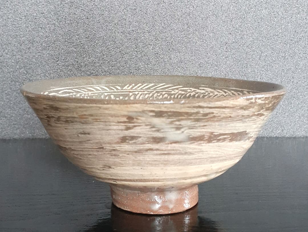 【本物保証！】朝鮮古美術　朝鮮古陶磁器　古玩　李朝花三島　刷毛目　茶碗　茶道具