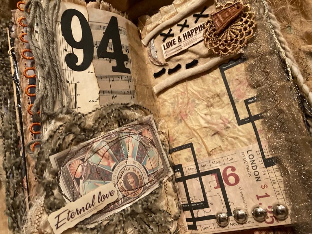 男前ジャンクジャーナル　雑記帳　数字　革タグ　ペイント　アンティーク