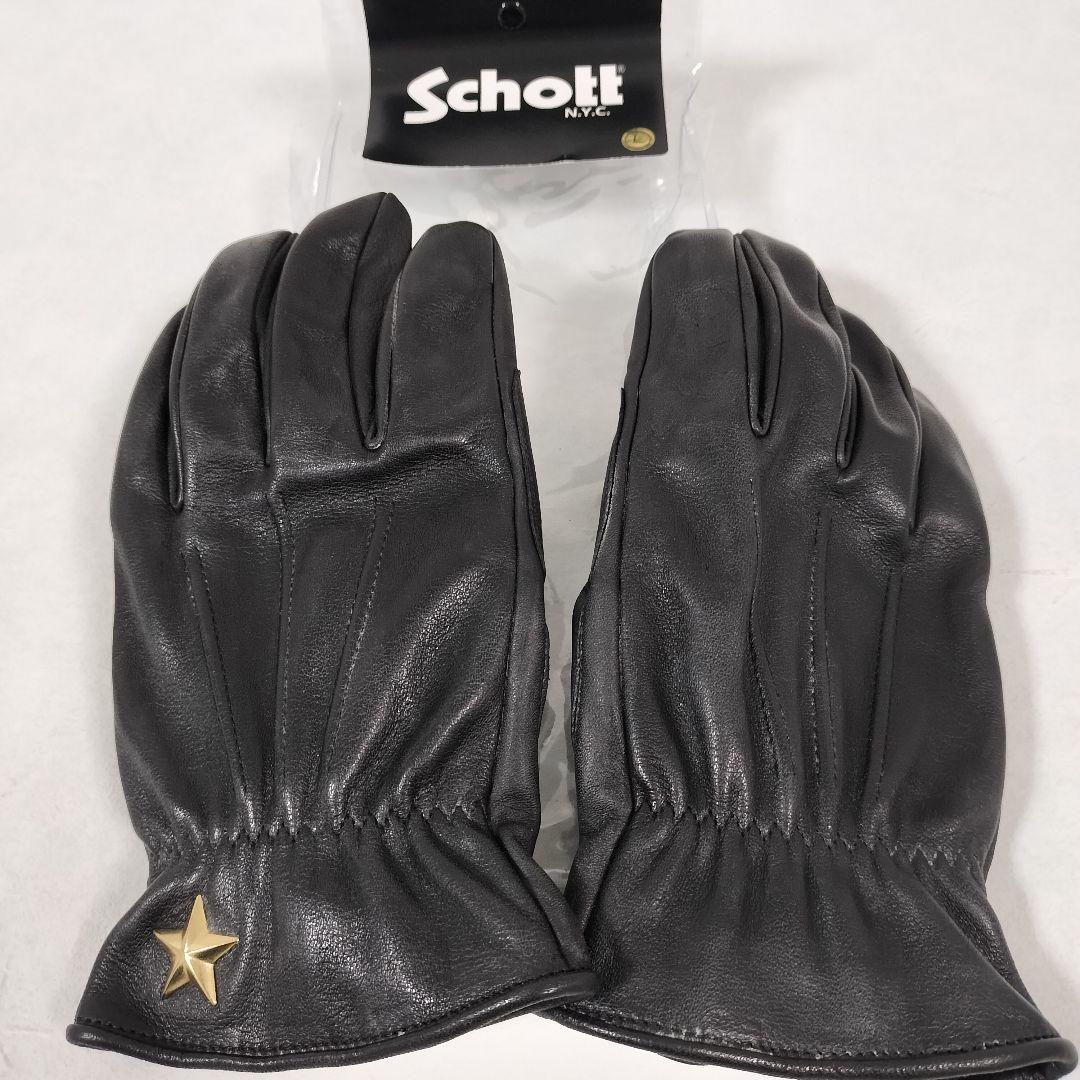 美品　schott　ショットワンスターレザーグローブ　Lサイズ ブラック　手袋
