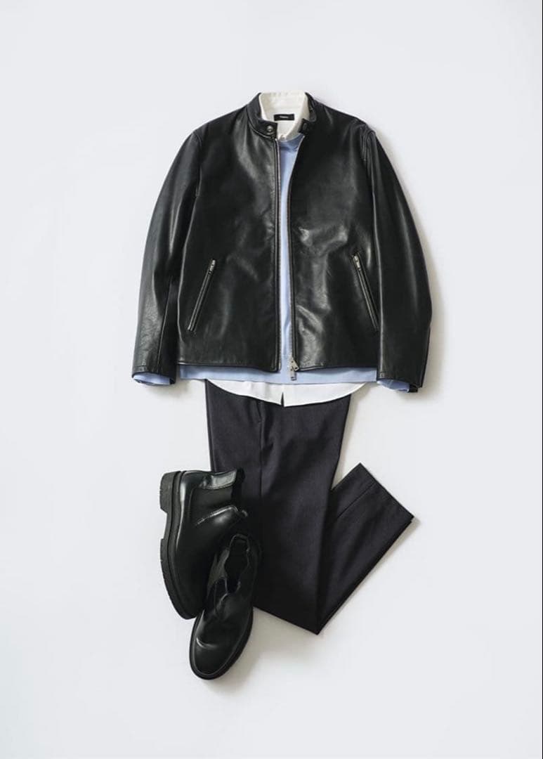 Theory レザージャケットメンズ XXL 黒