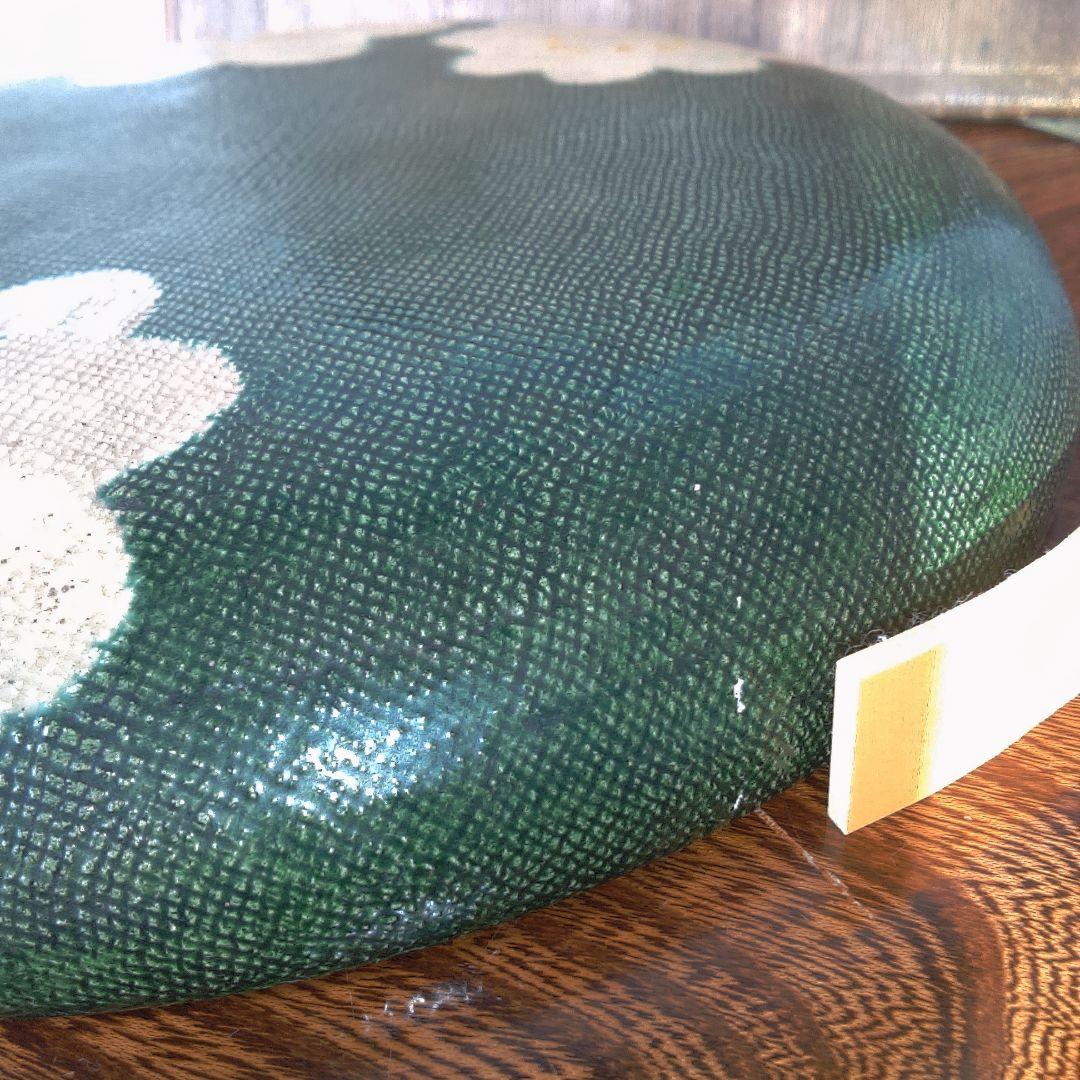 骨董５ 緑色の花模様漆器茶器 木箱付き