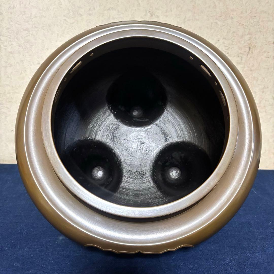 人間国宝 敬典造 風炉 茶釜 電熱器 唐銅朝鮮風炉 野々田電熱器 敷板 底瓦