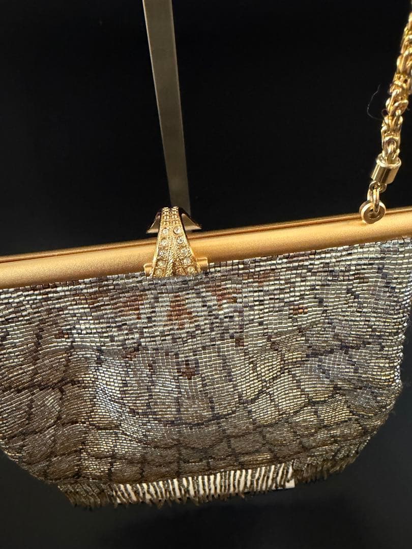 銀座◼︎白牡丹◼︎総ビーズバッグ 着物 謝恩会 冠婚葬祭 結婚式 パーティ 高級