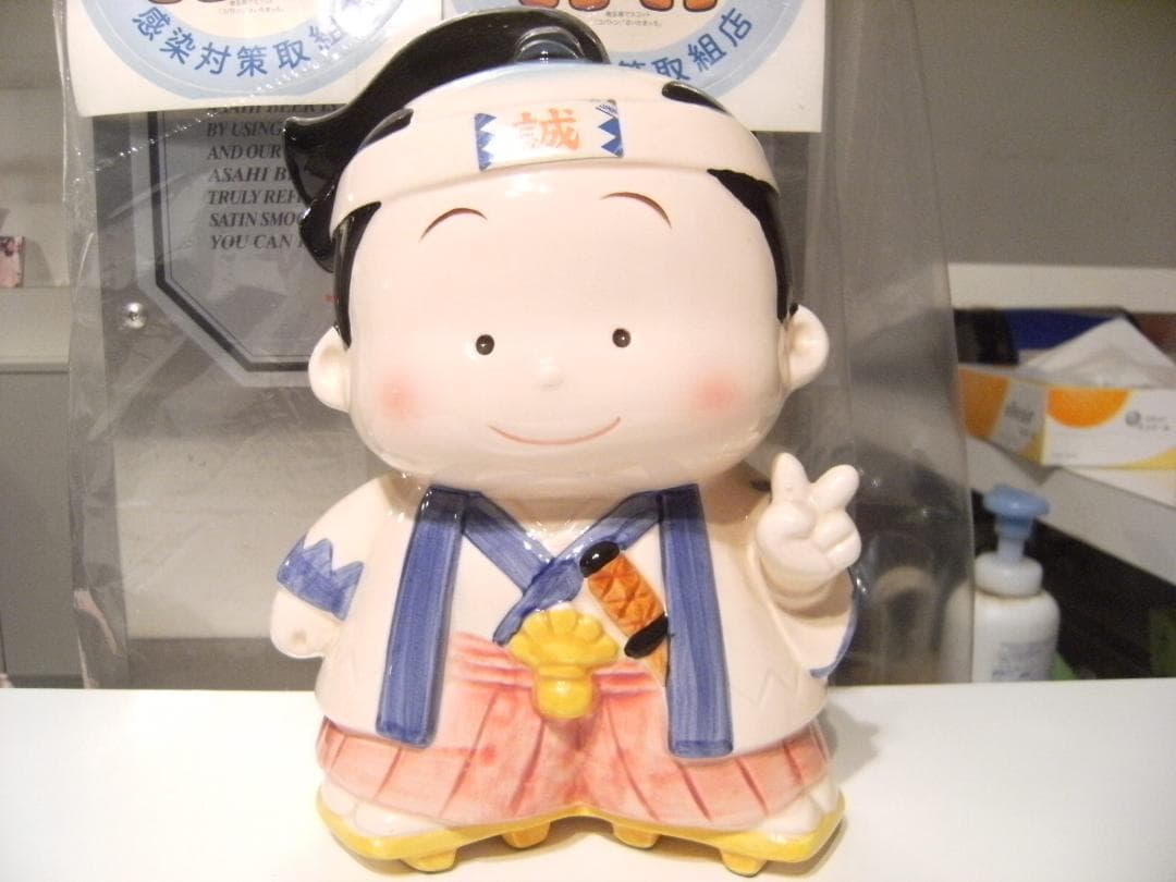 80年代★日本製★世界遺産 江戸時代 武者 武士 侍 新選組 誠 貯金箱 置物
