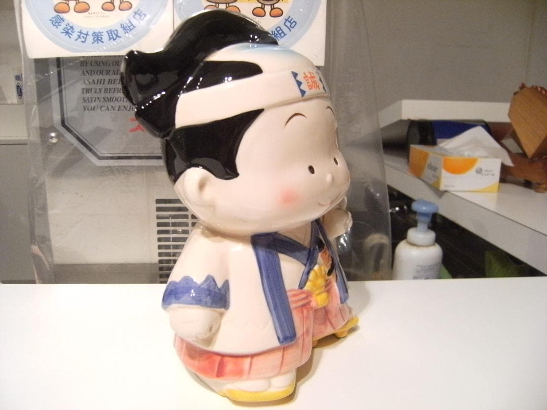 80年代★日本製★世界遺産 江戸時代 武者 武士 侍 新選組 誠 貯金箱 置物