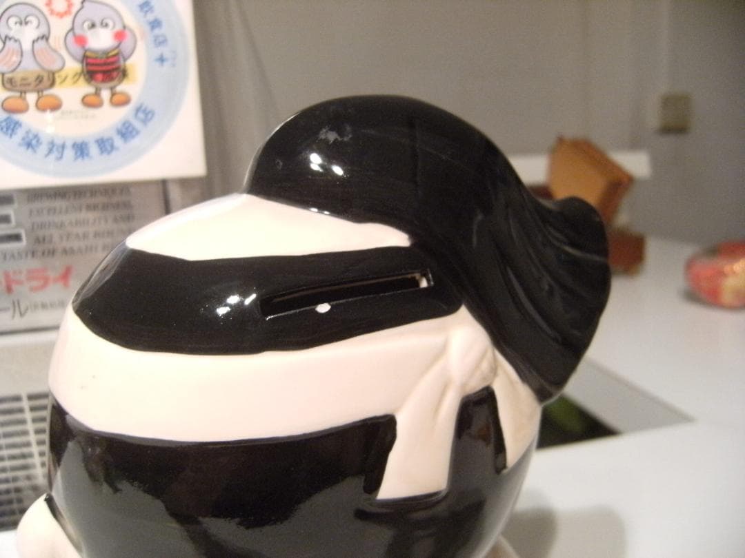 80年代★日本製★世界遺産 江戸時代 武者 武士 侍 新選組 誠 貯金箱 置物