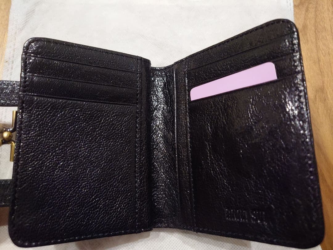 【美品】ANNA SUI アナスイ リディア 口金二つ折り財布 ブラック