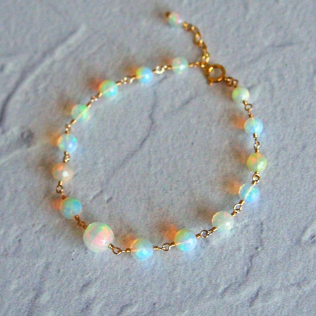 shilo様　AAA+ エチオピア産　プレシャスオパール　ブレスレット14kgf