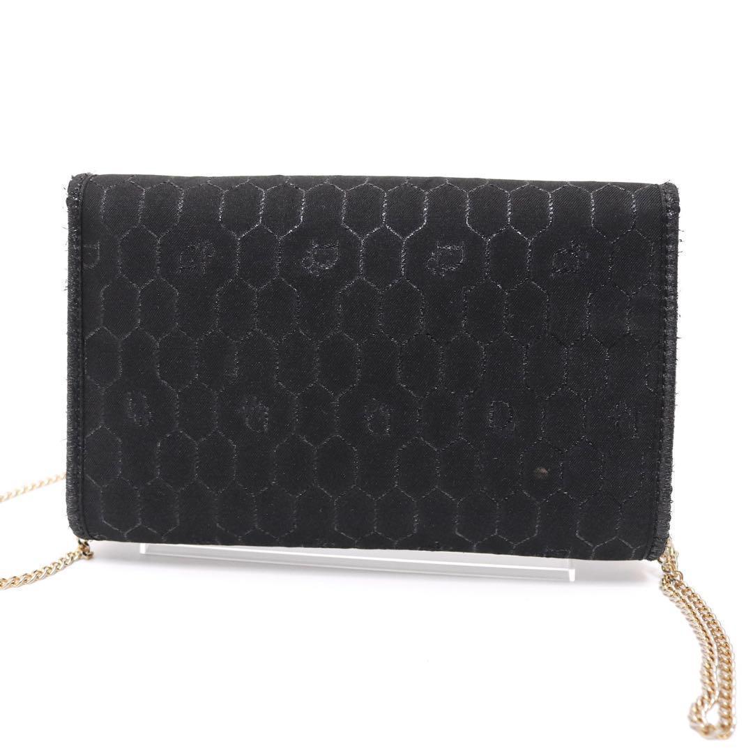 【美品】Dior ディオール ハニカム チェーンショルダー トロッター ブラック