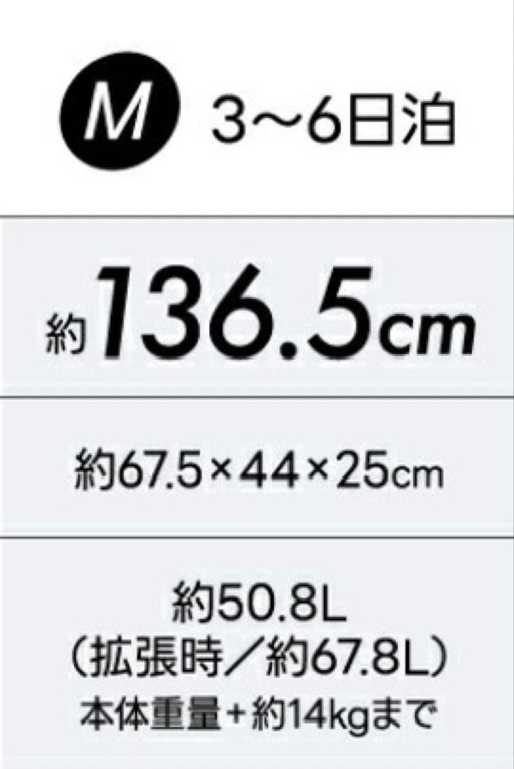 ブラック キャリーケース Mサイズ 50.8L スーツケース　EXCITECH