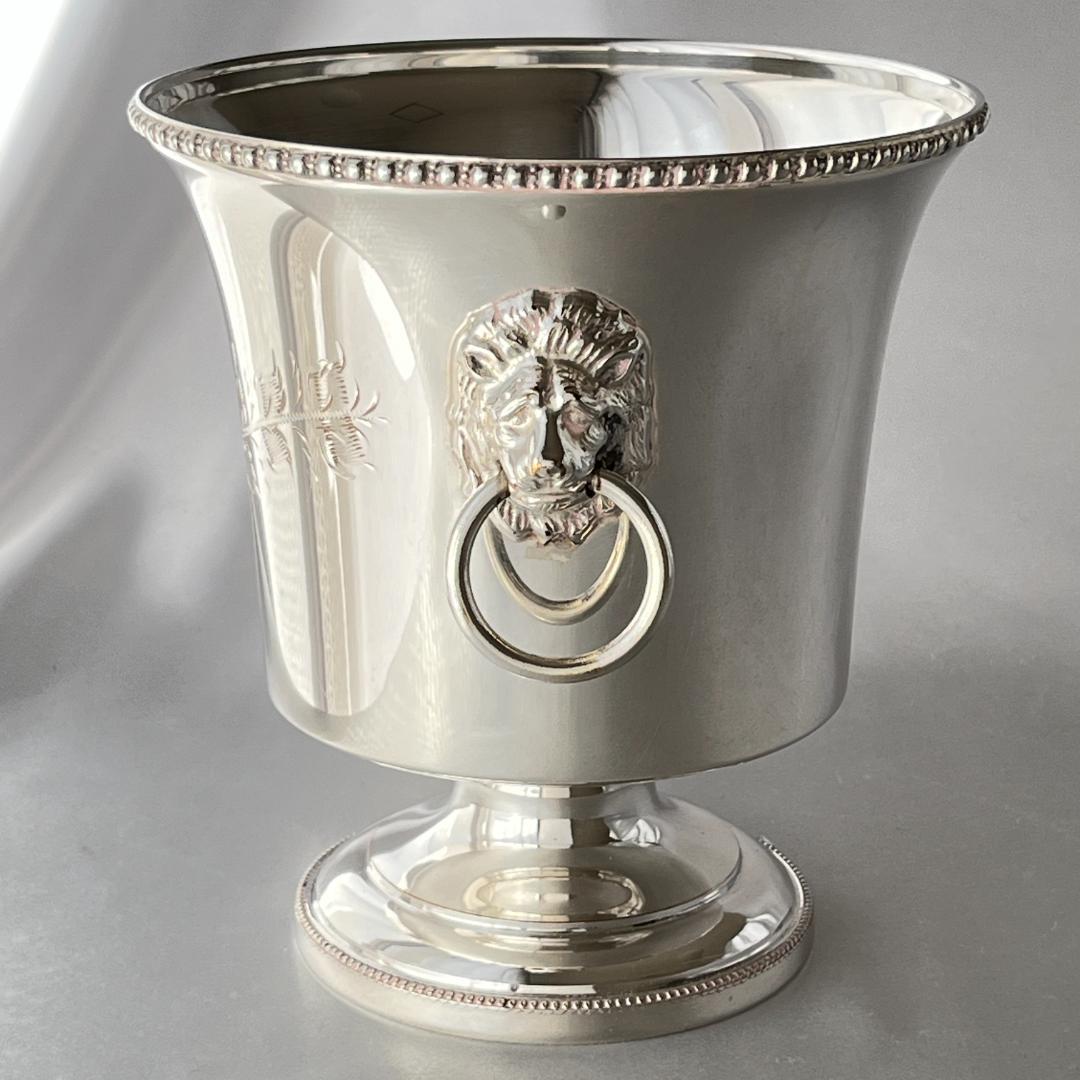 【英国】ライオンのアイスペール / トング【シルバープレート】