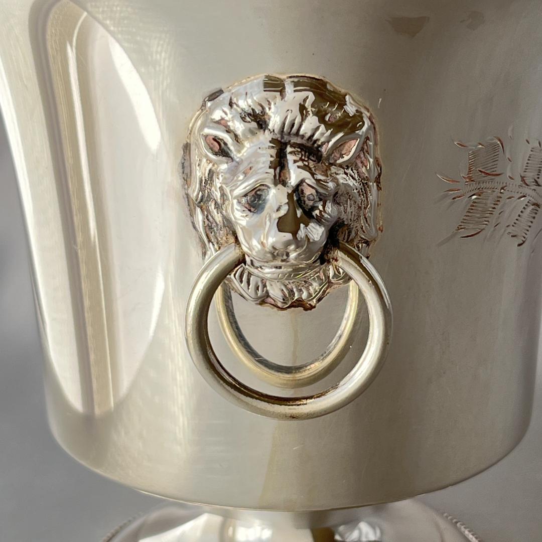 【英国】ライオンのアイスペール / トング【シルバープレート】