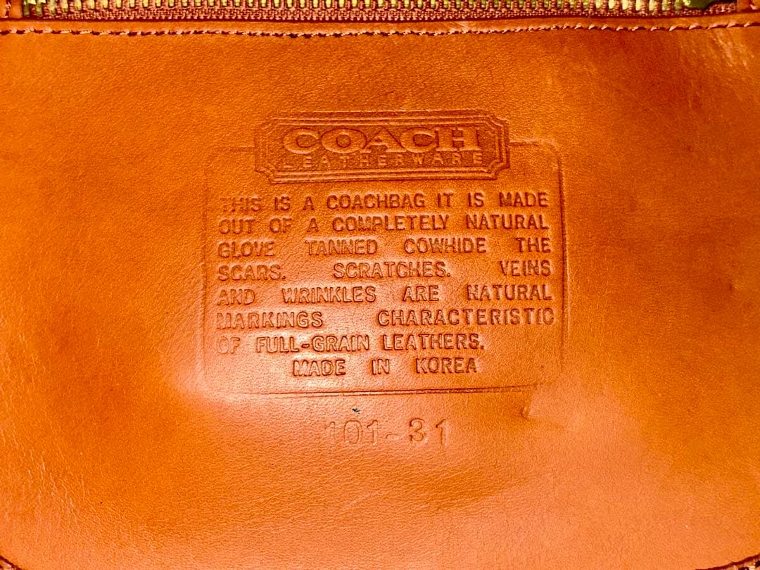 COACH オールドコーチ レザー バッグ キャメル 101-31 ポーチ付き