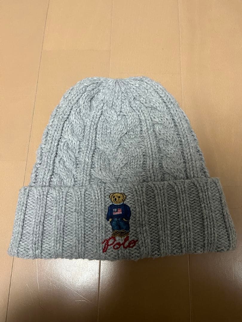 ralph lauren ラルフローレン　ニット帽　グレー
