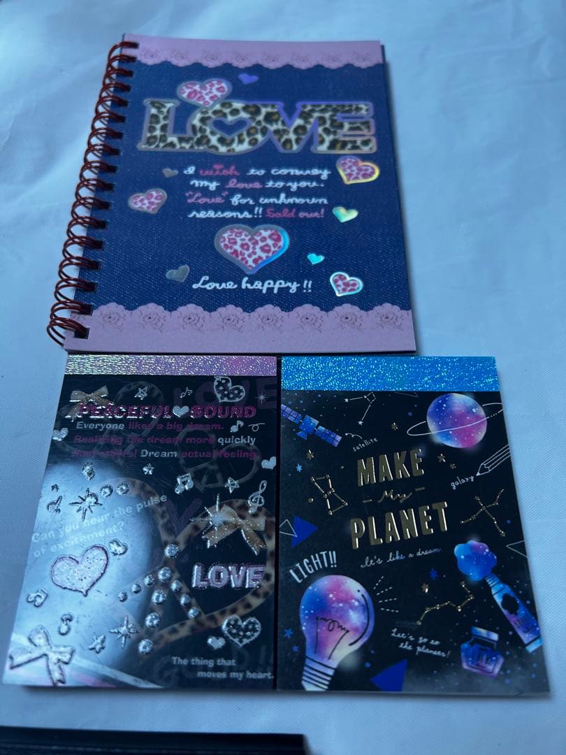 平成　レトロ　ファンシー　ピンク　デコ　音符　大量　11点　メモ帳　おまとめ売り