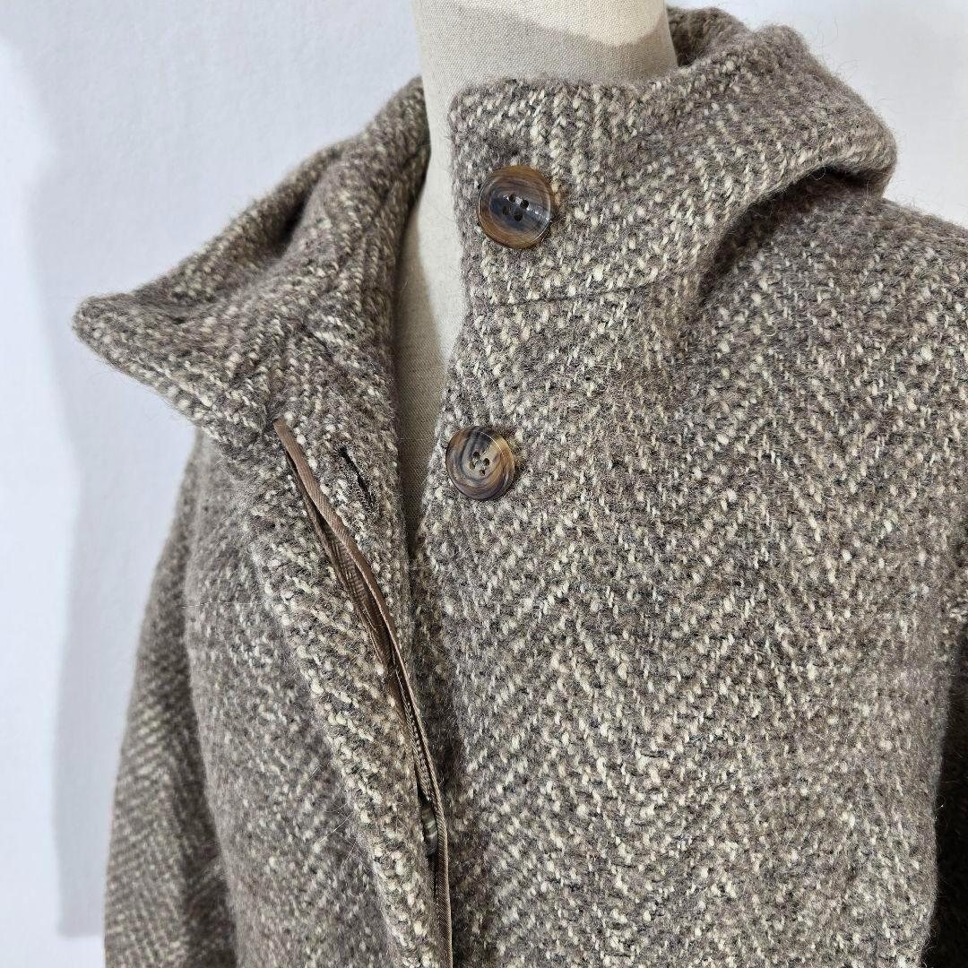 【美品】マカフィー マカフィー アルパカ混 ヘリンボーン フードコート 比翼仕立