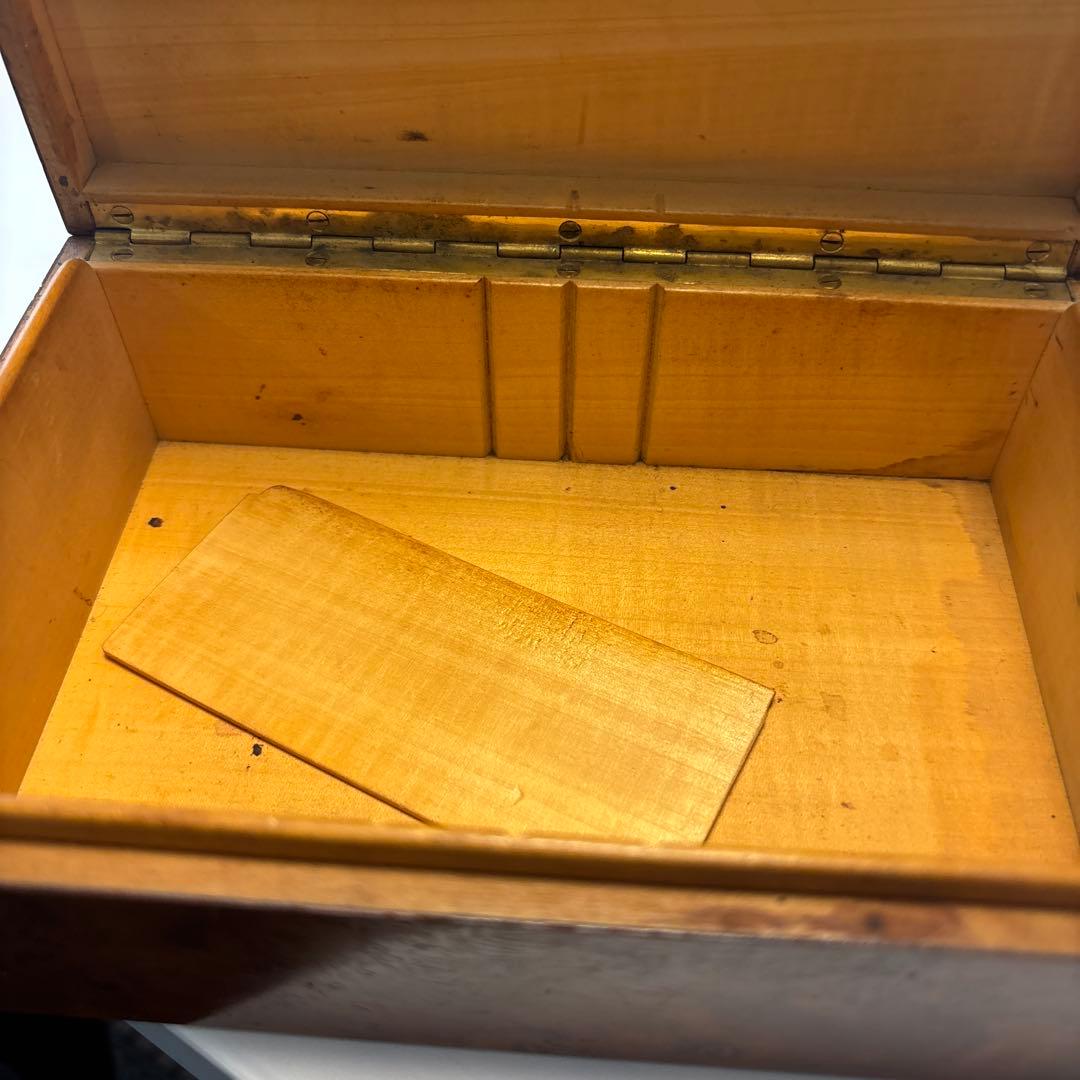 フランス　ヴィンテージ アンティーク　木製ボックス 陶器装飾付き　蚤の市