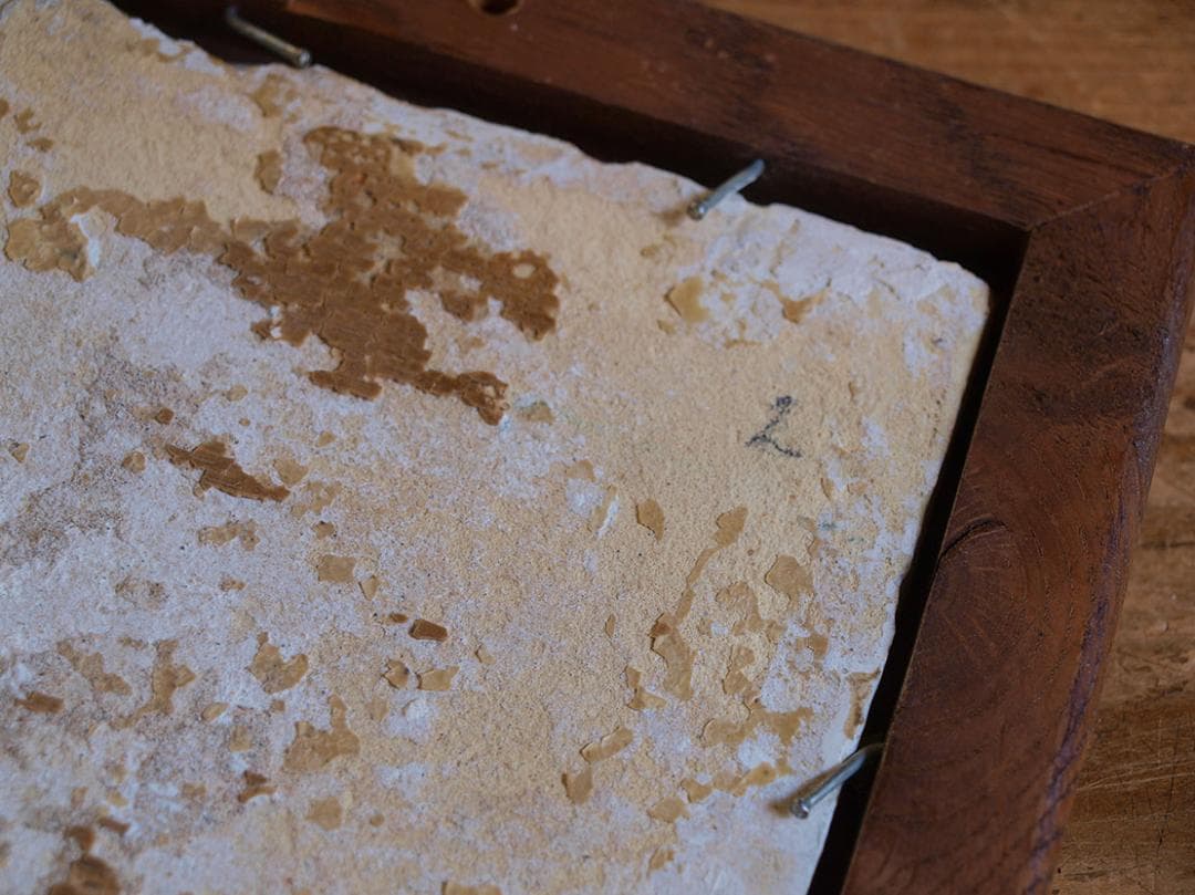 デルフトタイル 輪回しで遊ぶ子供たち 額縁付き 民藝 工藝 /J544