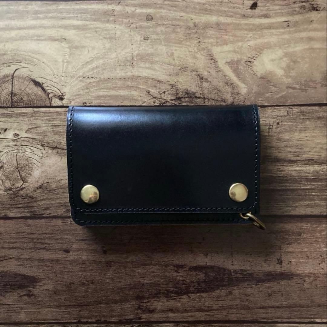 【お札を折らずに収納】ミドルトラッカーウォレット3層 茶芯ブラック【受注生産】