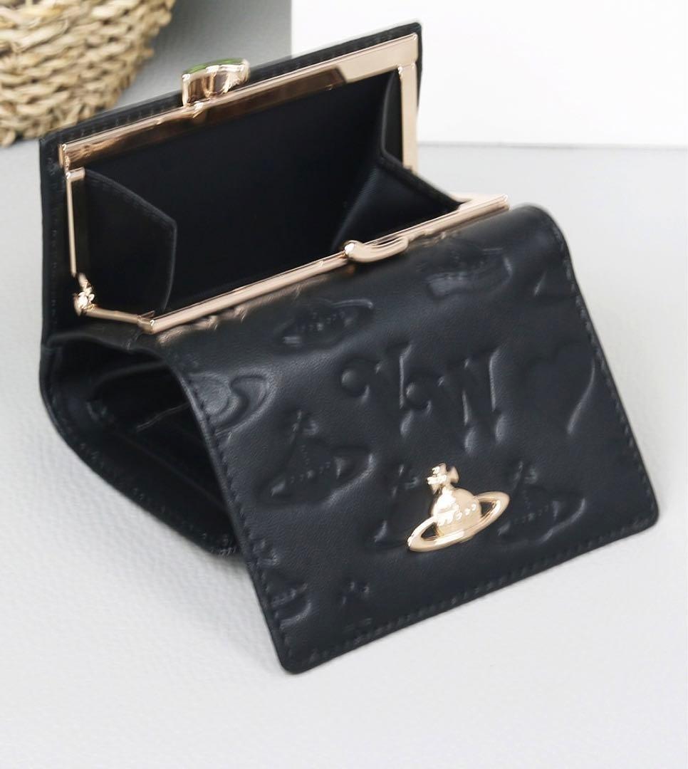 エナメル三つ折り財布 ブラック-165