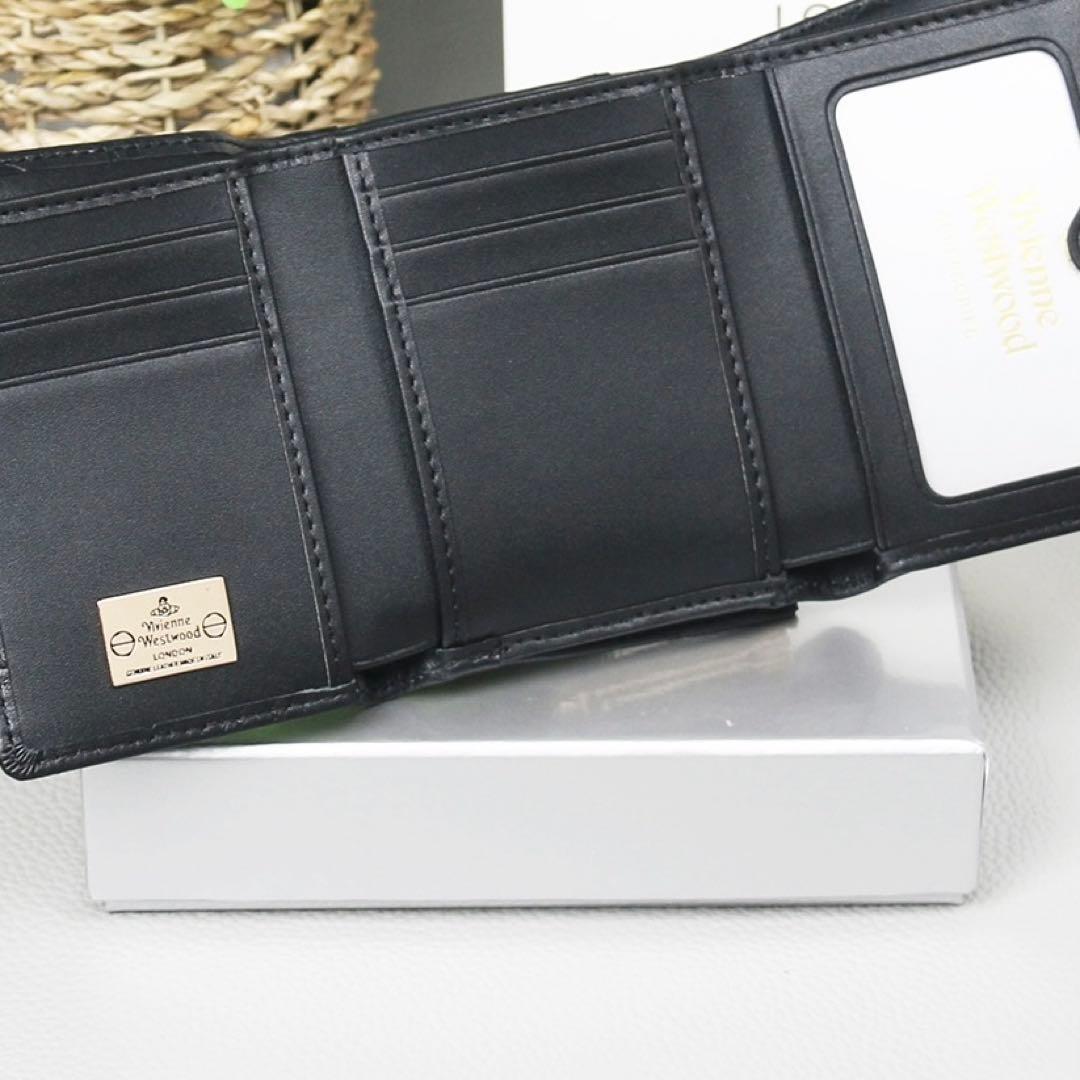 エナメル三つ折り財布 ブラック-165