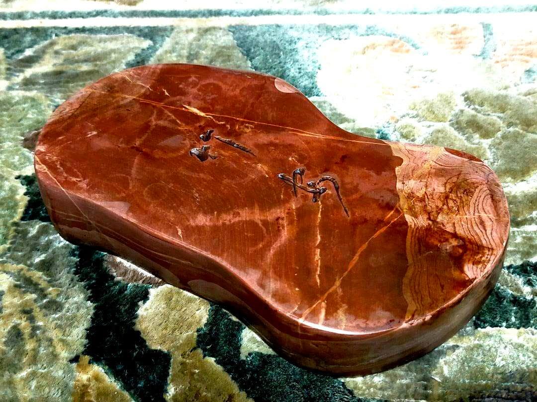 ♥中国　硯　古硯　赤糸硯　桐箱付き　骨董品　墨　筆　書道具