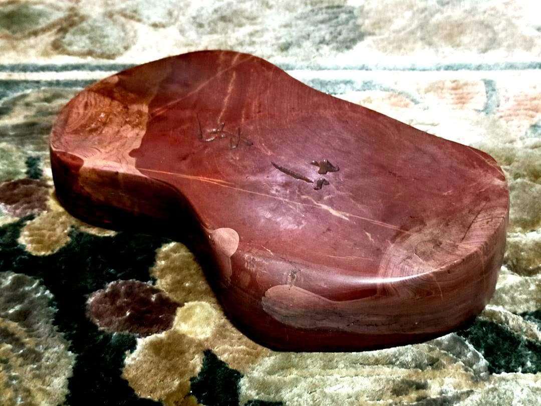 ♥中国　硯　古硯　赤糸硯　桐箱付き　骨董品　墨　筆　書道具