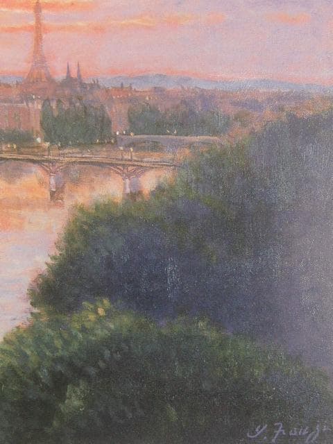 藤祥州、【夕映えのパリ】、希少な限定額装用画集画、新品高級額 額装付