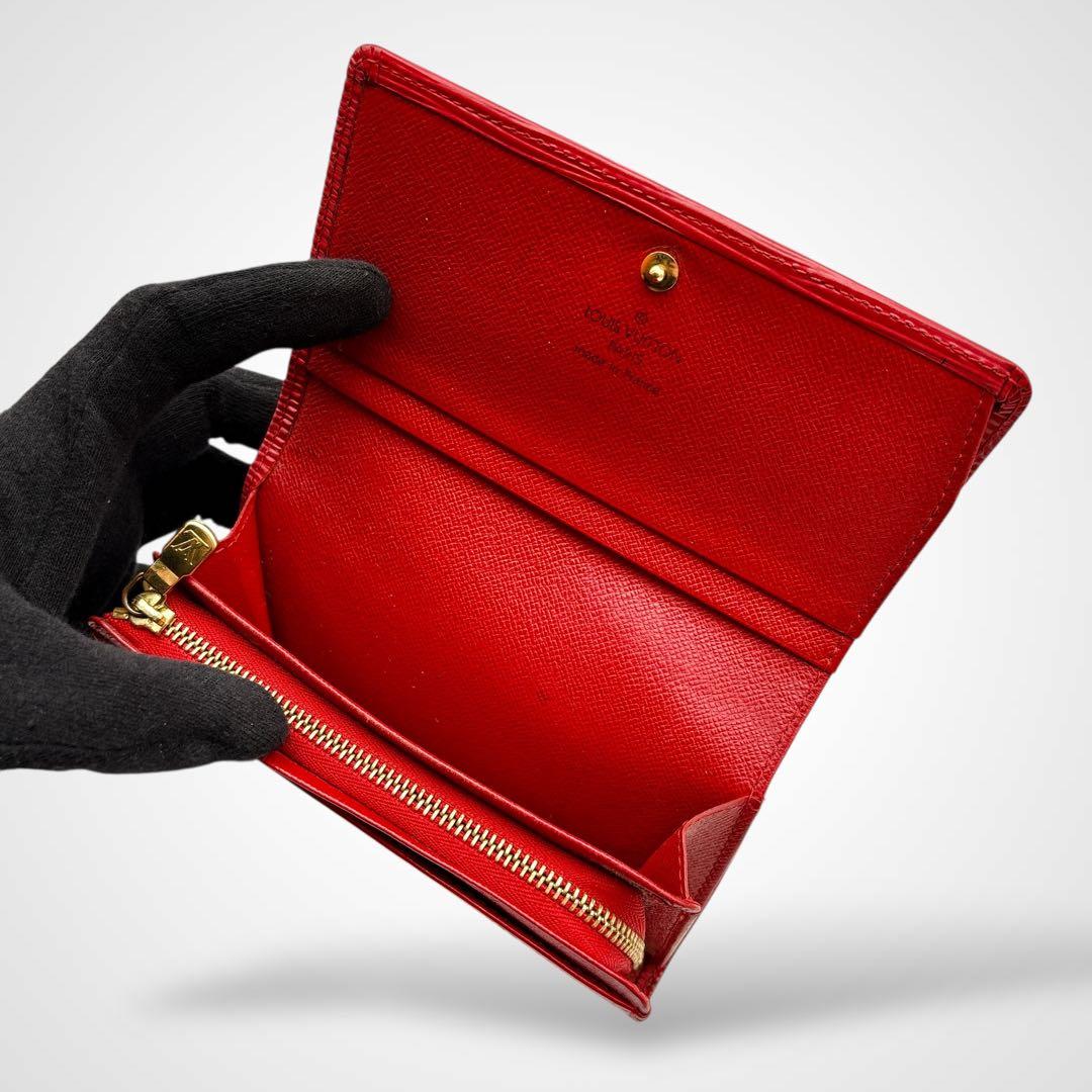 美品✨ルイヴィトン エピ ポルトモネ ビエ トレゾール 二つ折り財布 赤 本革