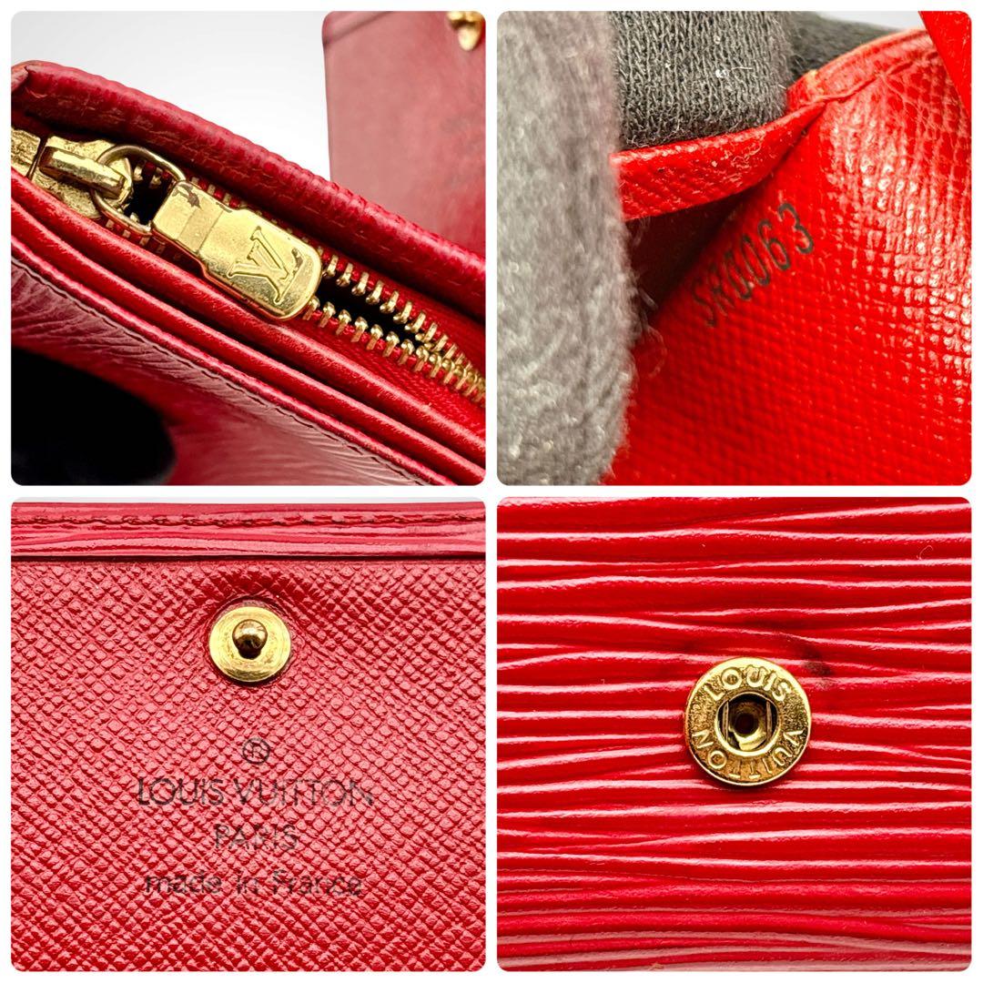 美品✨ルイヴィトン エピ ポルトモネ ビエ トレゾール 二つ折り財布 赤 本革