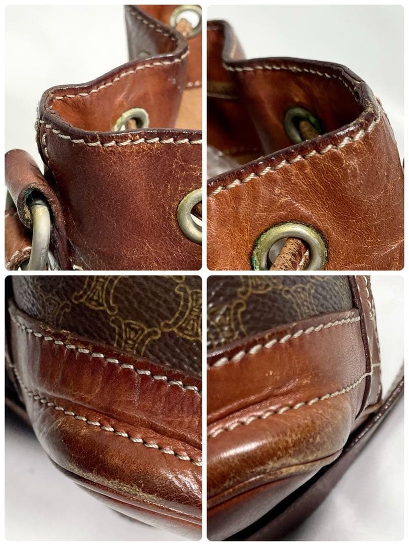 セリーヌ ワンショルダーバッグ 巾着 マカダム トリオンフ レザー PVC ロゴ