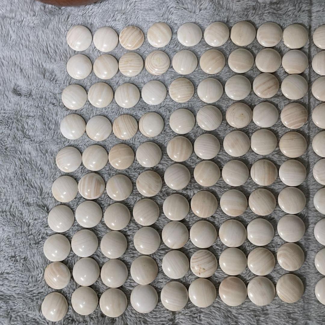 【碁笥付】蛤碁石34号 約9.6mm 那智黒石 白180個 黒174個