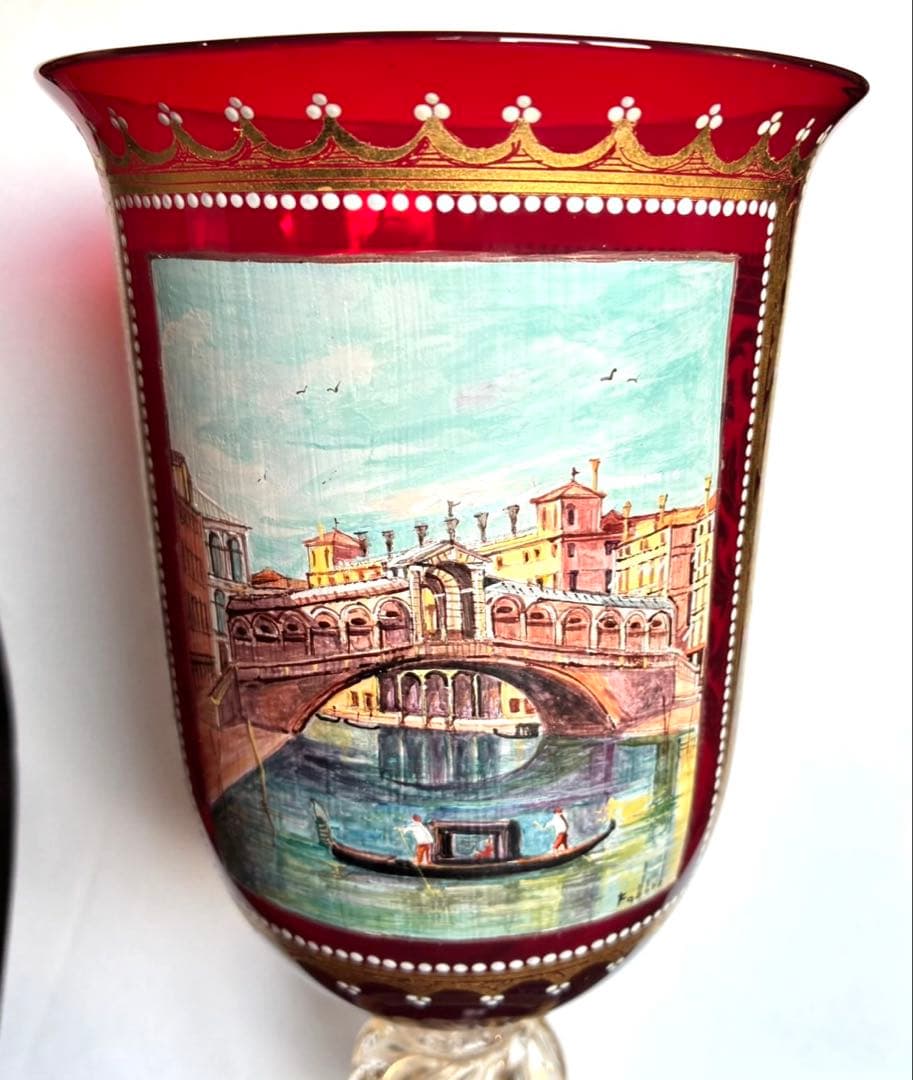 ムラノグラス　ゴブレット　ワイングラス　ベネチアン