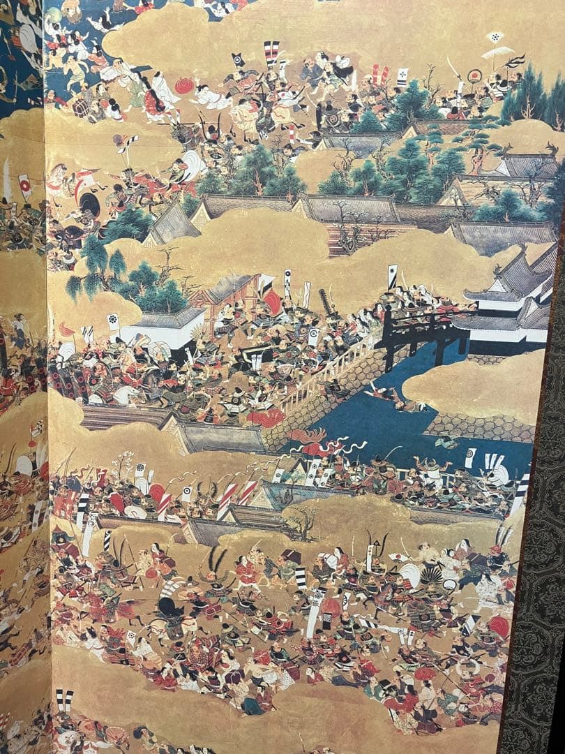 大阪夏の陣図 左隻 屏風 複製 特大 高級 衝立 六曲 侍 武士 和風 日本画