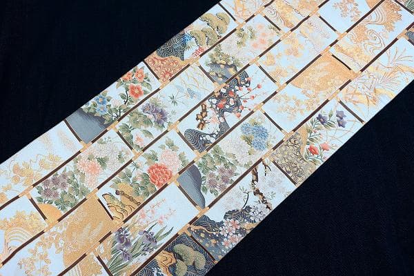 ★専用★美品 袋帯 オフホワイト 箔糸 流水 牡丹 梅 松 菊 4m31cm