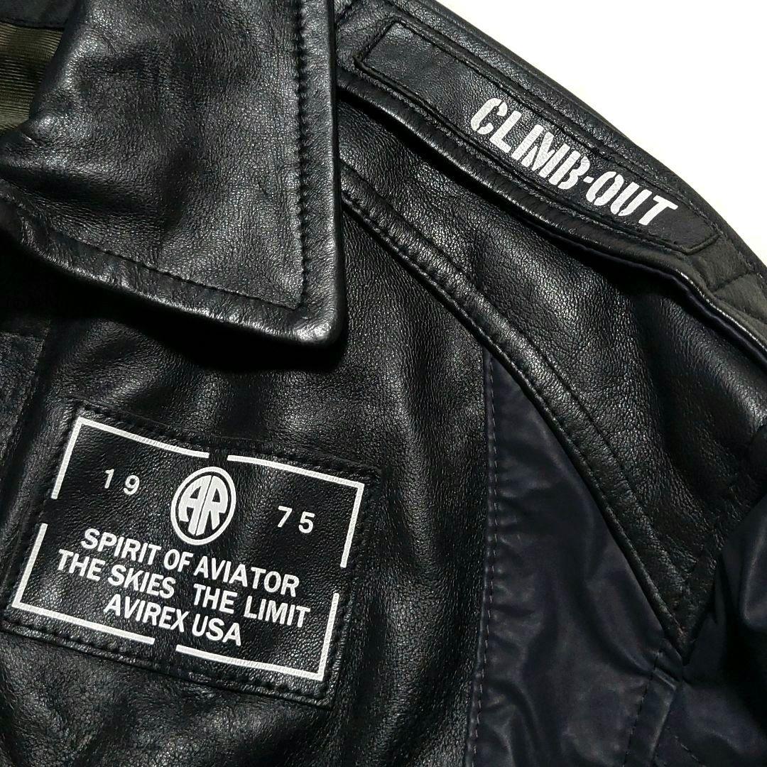 【極美品】AVIREX　アーミーメカニックジャケット レザージャケット 羊革 黒