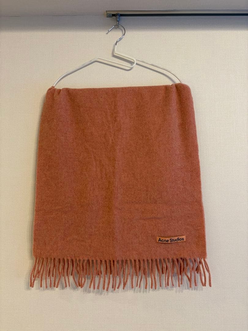 Acne Studious フリンジウールスカーフ　ナロー　ロースメランジ