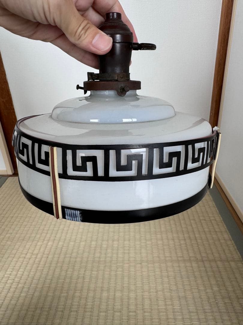 旧家 古民家アンティーク電傘 ソケット付き ミルクガラス ぼんぼり照明