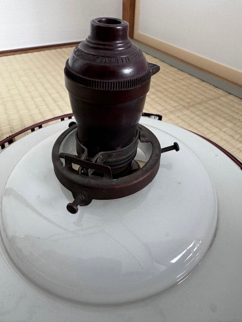 旧家 古民家アンティーク電傘 ソケット付き ミルクガラス ぼんぼり照明