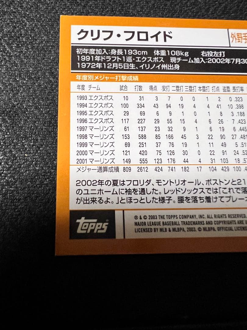 ベースボールカードtopsクリフフロイド