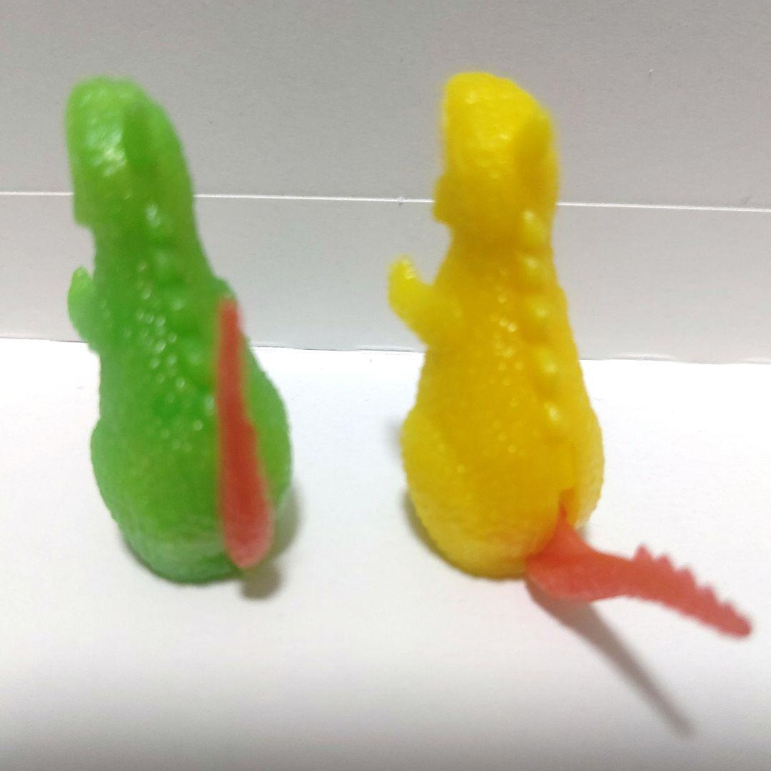 グリコ おまけ ゴジラ 火吹き 二体(黄-緑)昭和レトロ ヴィンテージ 希少品